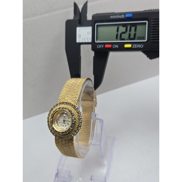 Womens Vintage Monarch Manual Wind Swiss Made Gold Tone Rhinestone Watch Runs main image 4